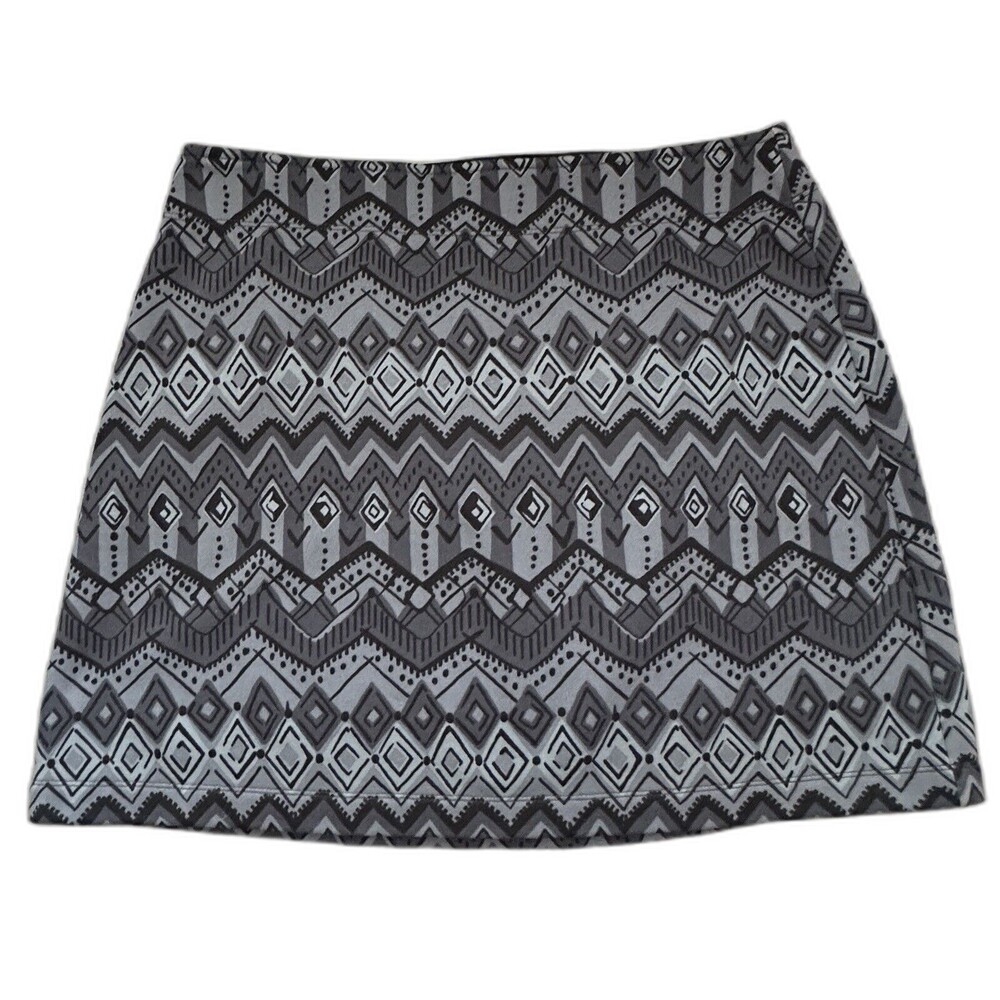 Athleta Skirt M Gray Geometric Poly Stretch Fleece Lined Above Knee